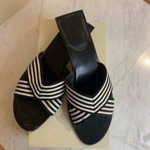 Kate Spade Myrna Black & White Ribbon Flat Size 10